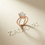 4CTW Pear Cut Graceful Crossover Lab Grown Diamond Engagement Ring For Women Rose Gold