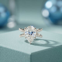4CTW Pear Cut Graceful Crossover Lab Grown Diamond Engagement Ring For Women White