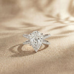 4CTW Pear Cut Graceful Crossover Lab Grown Diamond Engagement Ring For Women White