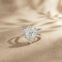 4CTW Pear Cut Graceful Crossover Lab Grown Diamond Engagement Ring For Women White