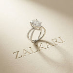 4CTW Pear Cut Graceful Crossover Lab Grown Diamond Engagement Ring For Women White