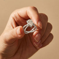 4CTW Pear Cut Graceful Crossover Lab Grown Diamond Engagement Ring For Women White
