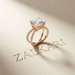 4CTW Princess Cut Sculptural Twist Lab Grown Diamond Engagement Ring For Women Rose Gold