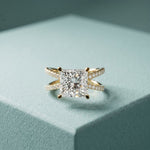 4CTW Princess Cut Sculptural Twist Lab Grown Diamond Engagement Ring For Women Gold