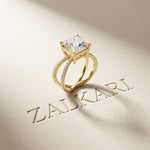 4CTW Princess Cut Sculptural Twist Lab Grown Diamond Engagement Ring For Women Gold