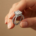 4CTW Princess Cut Sculptural Twist Lab Grown Diamond Engagement Ring For Women White