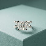 4CTW Princess Cut Sculptural Twist Lab Grown Diamond Engagement Ring For Women White