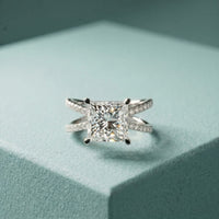 4CTW Princess Cut Sculptural Twist Lab Grown Diamond Engagement Ring For Women White