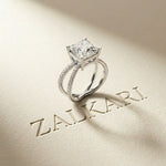 4CTW Princess Cut Sculptural Twist Lab Grown Diamond Engagement Ring For Women White
