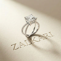 4CTW Princess Cut Sculptural Twist Lab Grown Diamond Engagement Ring For Women White