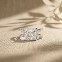 4CTW Princess Cut Sculptural Twist Lab Grown Diamond Engagement Ring For Women White