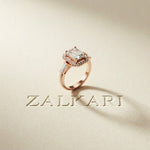 2.85CTW Emerald Cut Halo Lab Grown Diamond Engagement Ring For Women Rose Gold