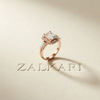 2.85CTW Emerald Cut Halo Lab Grown Diamond Engagement Ring For Women Rose Gold