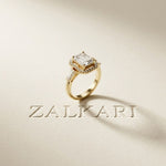 2.85CTW Emerald Cut Halo Lab Grown Diamond Engagement Ring For Women Gold