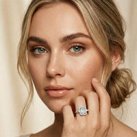 2.85CTW Emerald Cut Halo Lab Grown Diamond Engagement Ring For Women White