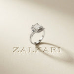 2.85CTW Emerald Cut Halo Lab Grown Diamond Engagement Ring For Women White