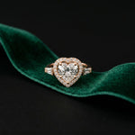 2.85CTW Heart Cut Halo Lab Grown Diamond Engagement Ring For Women Rose Gold
