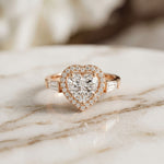 2.85CTW Heart Cut Halo Lab Grown Diamond Engagement Ring For Women Rose Gold