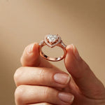 2.85CTW Heart Cut Halo Lab Grown Diamond Engagement Ring For Women Rose Gold