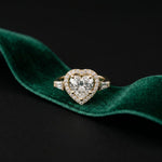 2.85CTW Heart Cut Halo Lab Grown Diamond Engagement Ring For Women Gold