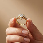 2.85CTW Heart Cut Halo Lab Grown Diamond Engagement Ring For Women Gold