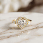 2.85CTW Heart Cut Halo Lab Grown Diamond Engagement Ring For Women Gold
