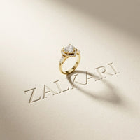 2.85CTW Heart Cut Halo Lab Grown Diamond Engagement Ring For Women Gold