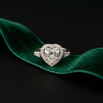 2.85CTW Heart Cut Halo Lab Grown Diamond Engagement Ring For Women White 