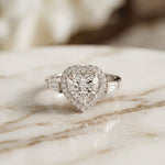 2.85CTW Heart Cut Halo Lab Grown Diamond Engagement Ring For Women White 