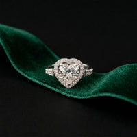 2.85CTW Heart Cut Halo Lab Grown Diamond Engagement Ring For Women White 