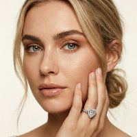 2.85CTW Heart Cut Halo Lab Grown Diamond Engagement Ring For Women White 