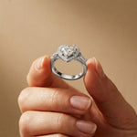 2.85CTW Heart Cut Halo Lab Grown Diamond Engagement Ring For Women White 
