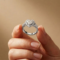 2.85CTW Heart Cut Halo Lab Grown Diamond Engagement Ring For Women White 