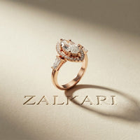 2.85CTW Marquise Cut Halo Lab Grown Diamond Engagement Ring For Women Rose Gold