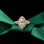 2.85CTW Marquise Cut Halo Lab Grown Diamond Engagement Ring For Women Rose Gold
