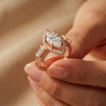 2.85CTW Marquise Cut Halo Lab Grown Diamond Engagement Ring For Women Rose Gold
