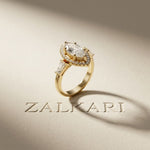 2.85CTW Marquise Cut Halo Lab Grown Diamond Engagement Ring For Women Gold