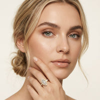 2.85CTW Marquise Cut Halo Lab Grown Diamond Engagement Ring For Women Gold