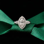 2.85CTW Marquise Cut Halo Lab Grown Diamond Engagement Ring For Women White