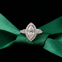 2.85CTW Marquise Cut Halo Lab Grown Diamond Engagement Ring For Women White