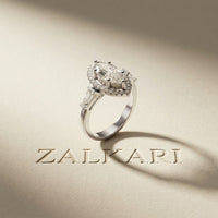 2.85CTW Marquise Cut Halo Lab Grown Diamond Engagement Ring For Women White