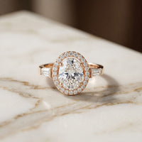 2.90CTW Oval Cut Halo Lab Grown Diamond Engagement Ring For Women Rose Gold