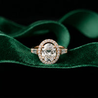 2.90CTW Oval Cut Halo Lab Grown Diamond Engagement Ring For Women Rose Gold