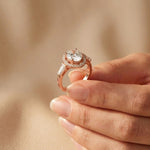 2.90CTW Oval Cut Halo Lab Grown Diamond Engagement Ring For Women Rose Gold