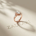 2.90CTW Oval Cut Halo Lab Grown Diamond Engagement Ring For Women Rose Gold