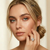 2.90CTW Oval Cut Halo Lab Grown Diamond Engagement Ring For Women Rose Gold