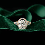 2.90CTW Oval Cut Halo Lab Grown Diamond Engagement Ring For Women Gold