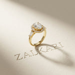 2.90CTW Oval Cut Halo Lab Grown Diamond Engagement Ring For Women Gold