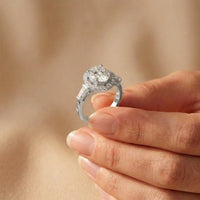 2.90CTW Oval Cut Halo Lab Grown Diamond Engagement Ring For Women White
