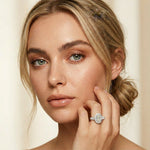 2.90CTW Oval Cut Halo Lab Grown Diamond Engagement Ring For Women White
